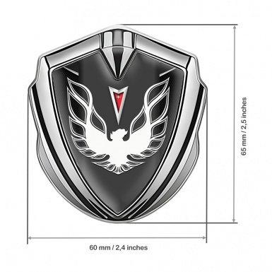 Pontiac Firebird 3d Emblem Badge Silver Dark Fishnet White Red Logo
