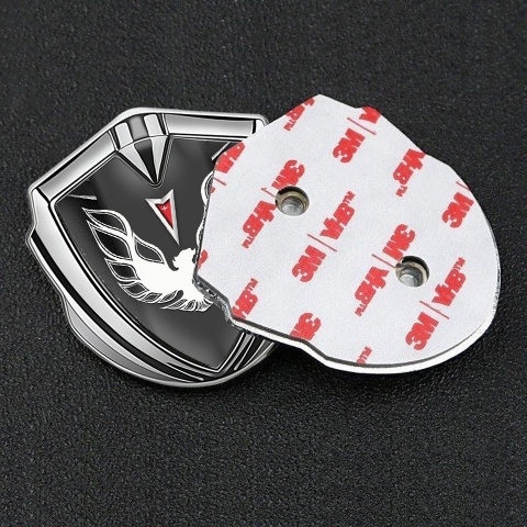 Pontiac Firebird 3d Emblem Badge Silver Dark Fishnet White Red Logo