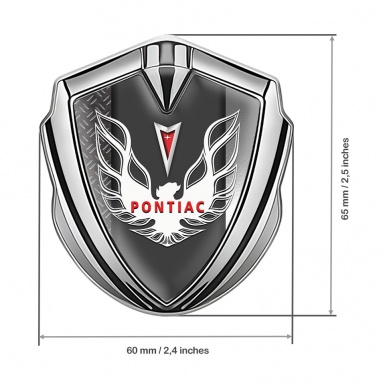 Pontiac Firebird Emblem Badge Silver Half Treadplate White Red Logo