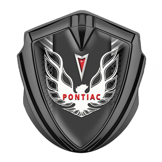 Pontiac Firebird Silicon Emblem Badge Graphite Grey Mesh White Red Logo