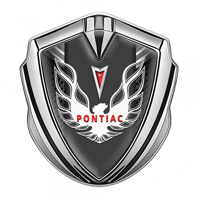 Pontiac Firebird Silicon Emblem Badge Silver Grey Mesh White Red Logo