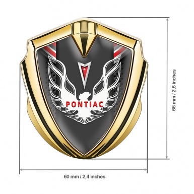 Pontiac Firebird Emblem Car Badge Gold Red Elements White Red Logo