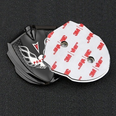 Pontiac Firebird Emblem Silicon Badge Graphite Black Squares White Red Logo
