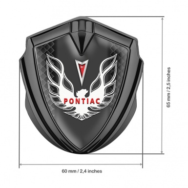Pontiac Firebird Emblem Silicon Badge Graphite Black Squares White Red Logo