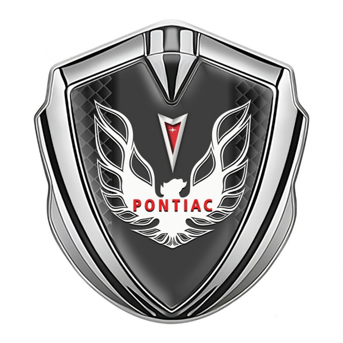 Pontiac Firebird Emblem Silicon Badge Silver Black Squares White Red Logo