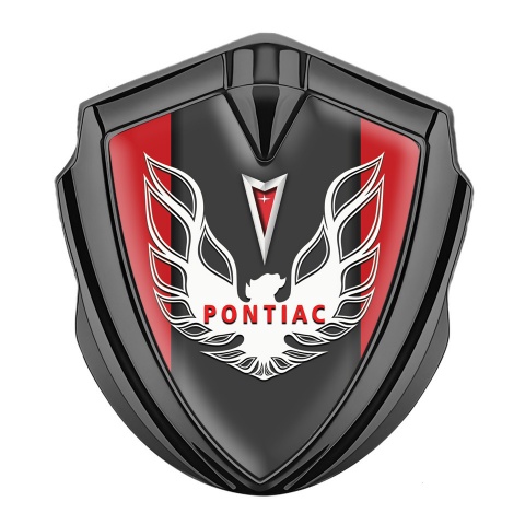 Pontiac Firebird Badge Self Adhesive Graphite Crimson Frame White Red Logo