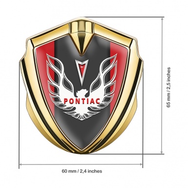 Pontiac Firebird Badge Self Adhesive Gold Crimson Frame White Red Logo