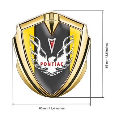 Pontiac Firebird Emblem Fender Badge Gold Yellow Frame White Red Logo