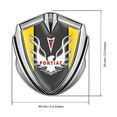 Pontiac Firebird Emblem Fender Badge Silver Yellow Frame White Red Logo