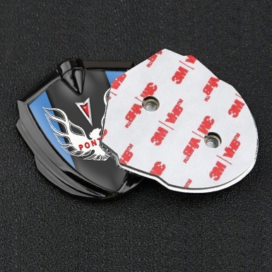 Pontiac Firebird Metal Emblem Badge Graphite Sky Frame Red White Logo