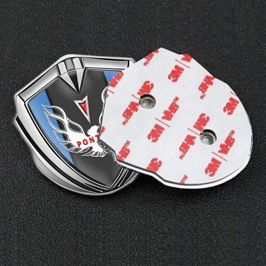 Pontiac Firebird Metal Emblem Badge Silver Sky Frame Red White Logo