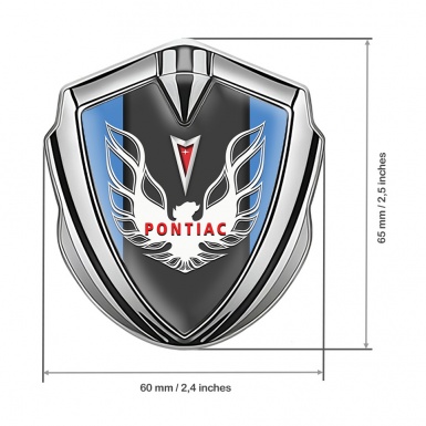 Pontiac Firebird Metal Emblem Badge Silver Sky Frame Red White Logo