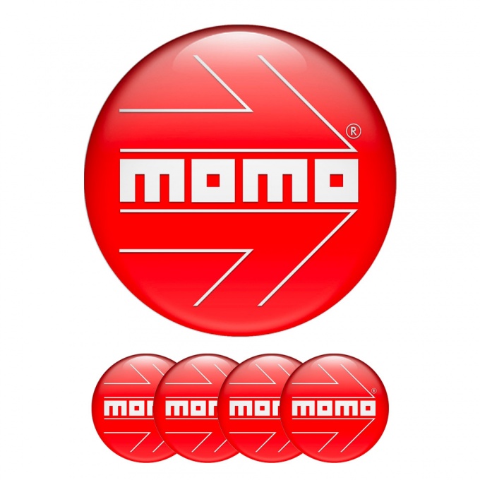Momo Silicone Stickers for Wheel Center Cap Red White