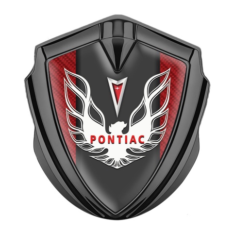 Pontiac Firebird Silicon Emblem Badge Graphite Red Carbon Red White Logo