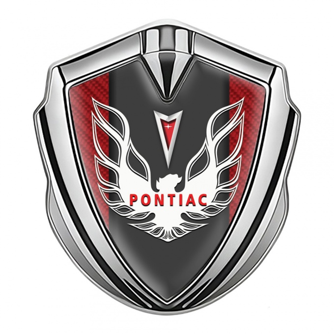 Pontiac Firebird Silicon Emblem Badge Silver Red Carbon Red White Logo