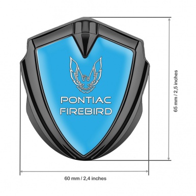 Pontiac Firebird 3d Emblem Badge Graphite Blue Base White Outline Logo