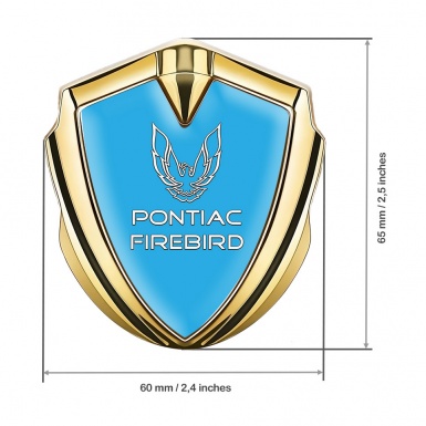 Pontiac Firebird 3d Emblem Badge Gold Blue Base White Outline Logo