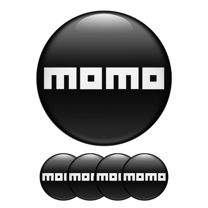 Momo Domed Stickers for Wheel Center Cap Black White