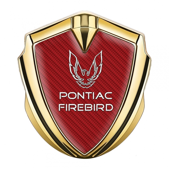 Pontiac Firebird Emblem Silicon Badge Gold Red Carbon White Outline Logo