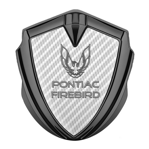 Pontiac Firebird Metal Domed Emblem Graphite White Carbon Grey Outline Logo