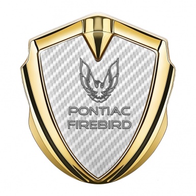 Pontiac Firebird Metal Domed Emblem Gold White Carbon Grey Outline Logo