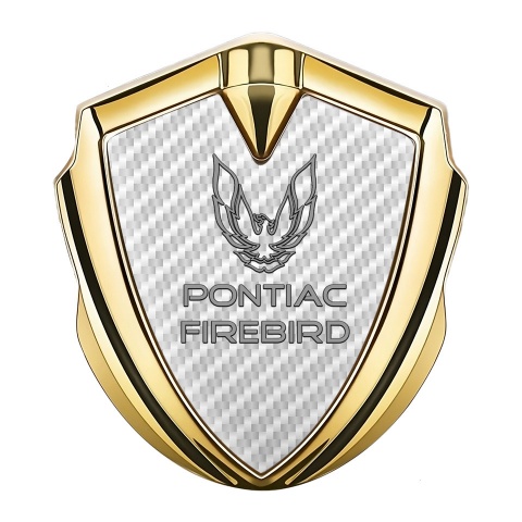 Pontiac Firebird Metal Domed Emblem Gold White Carbon Grey Outline Logo