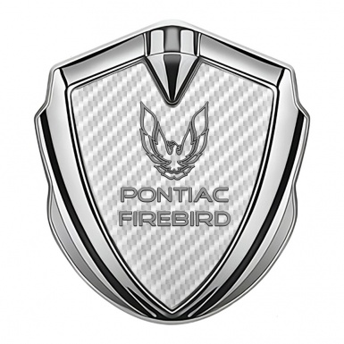 Pontiac Firebird Metal Domed Emblem Silver White Carbon Grey Outline Logo