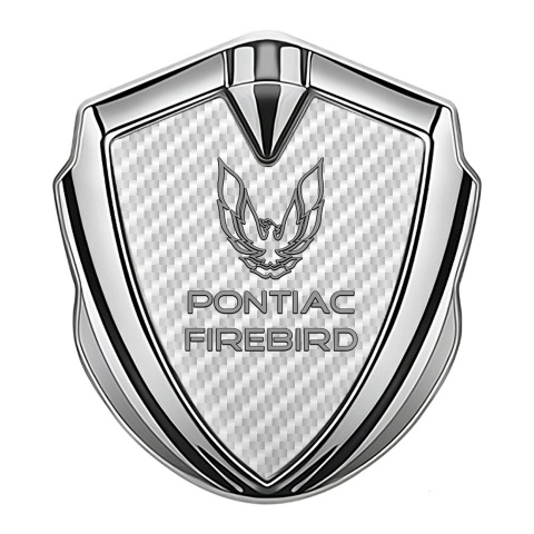 Pontiac Firebird Metal Domed Emblem Silver White Carbon Grey Outline Logo