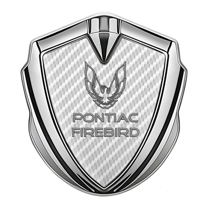 Pontiac Firebird Metal Domed Emblem Silver White Carbon Grey Outline Logo