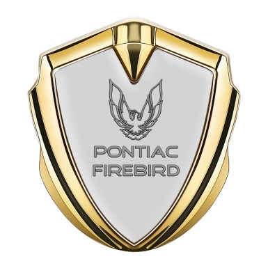 Pontiac Firebird Emblem Fender Badge Gold Grey Base Dark Outline Logo