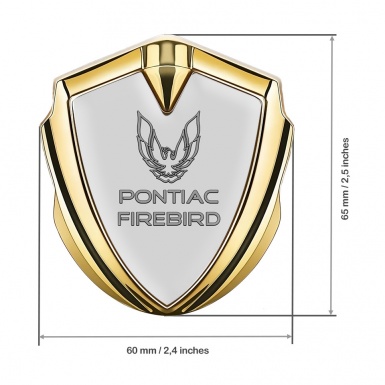 Pontiac Firebird Emblem Fender Badge Gold Grey Base Dark Outline Logo