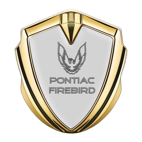 Pontiac Firebird Emblem Fender Badge Gold Grey Base Dark Outline Logo