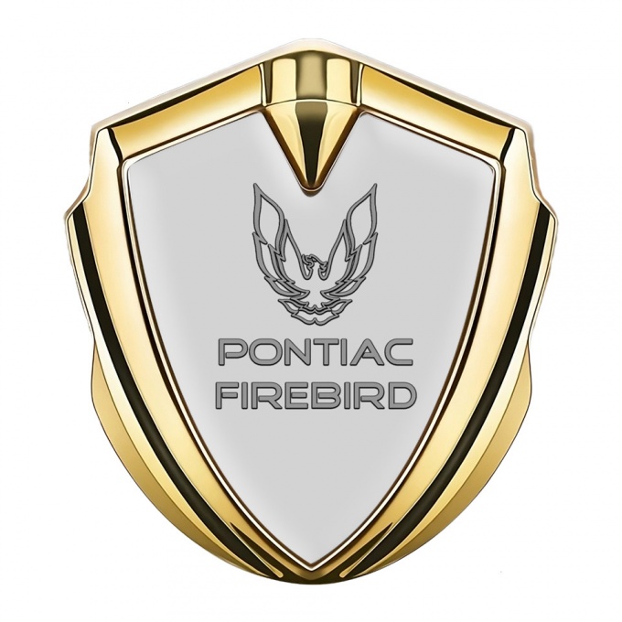 Pontiac Firebird Emblem Fender Badge Gold Grey Base Dark Outline Logo