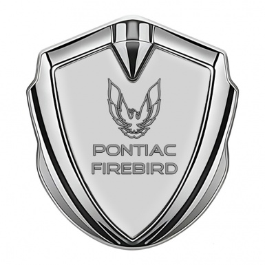 Pontiac Firebird Emblem Fender Badge Silver Grey Base Dark Outline Logo