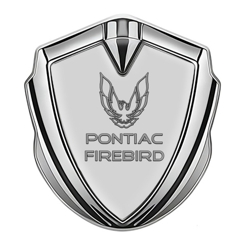 Pontiac Firebird Emblem Fender Badge Silver Grey Base Dark Outline Logo