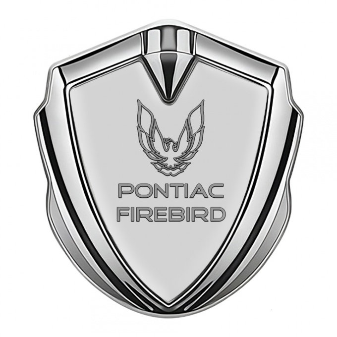 Pontiac Firebird Emblem Fender Badge Silver Grey Base Dark Outline Logo