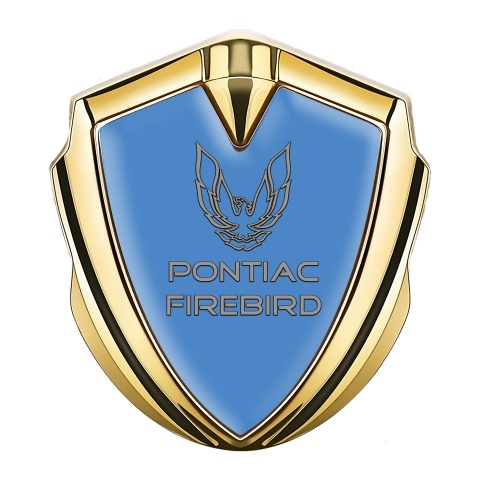 Pontiac Firebird Fender Emblem Badge Gold Blue Base Dark Outline Logo