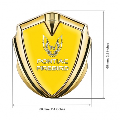 Pontiac Firebird Emblem Trunk Badge Gold Yellow Base Dark Outline Logo