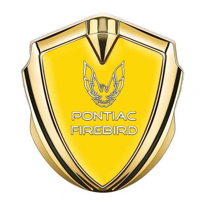 Pontiac Firebird Emblem Trunk Badge Gold Yellow Base Dark Outline Logo