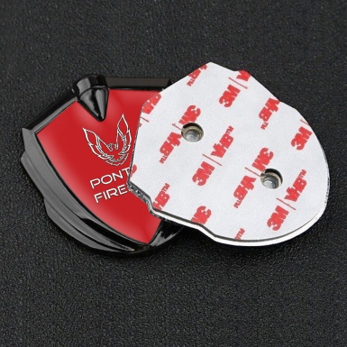 Pontiac Firebird Emblem Self Adhesive Graphite Red Base White Outline Logo