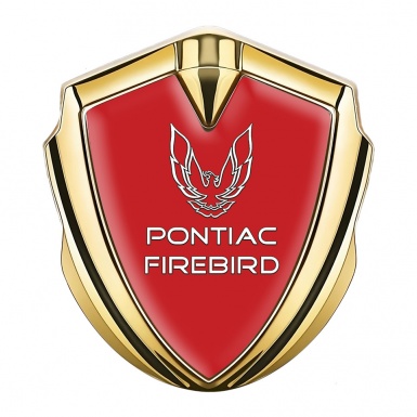 Pontiac Firebird Emblem Self Adhesive Gold Red Base White Outline Logo