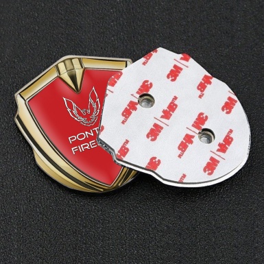 Pontiac Firebird Emblem Self Adhesive Gold Red Base White Outline Logo