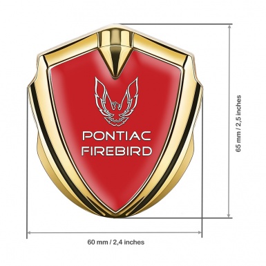 Pontiac Firebird Emblem Self Adhesive Gold Red Base White Outline Logo