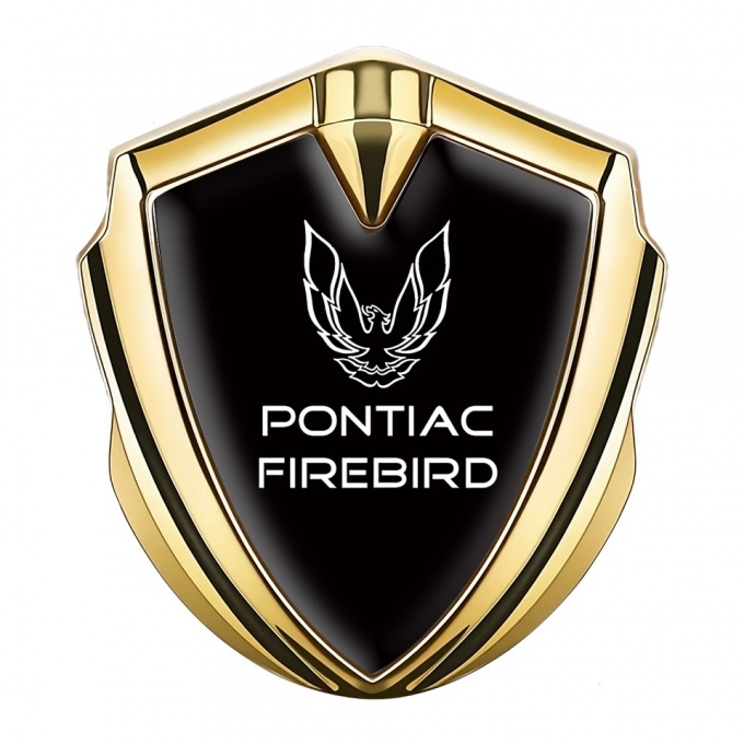 Pontiac Firebird Metal Emblem Badge Gold Black Base White Outline Logo