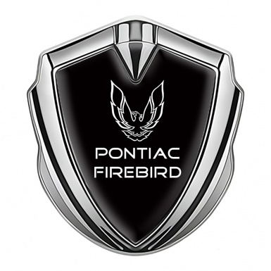 Pontiac Firebird Metal Emblem Badge Silver Black Base White Outline Logo