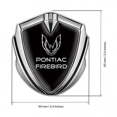 Pontiac Firebird Metal Emblem Badge Silver Black Base White Outline Logo