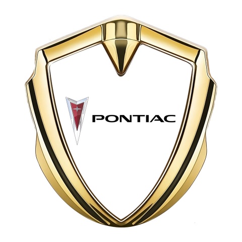 Pontiac Domed Emblem Badge Gold White Base Classic Logo Design