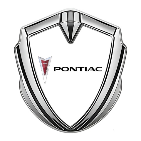 Pontiac Domed Emblem Badge Silver White Base Classic Logo Design