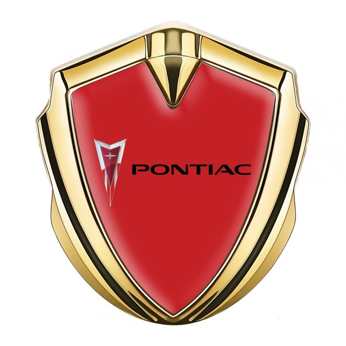 Pontiac Emblem Ornament Gold Crimson Base Classic Logo Design