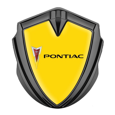 Pontiac Bodyside Domed Emblem Graphite Yellow Base Classic Logo Design
